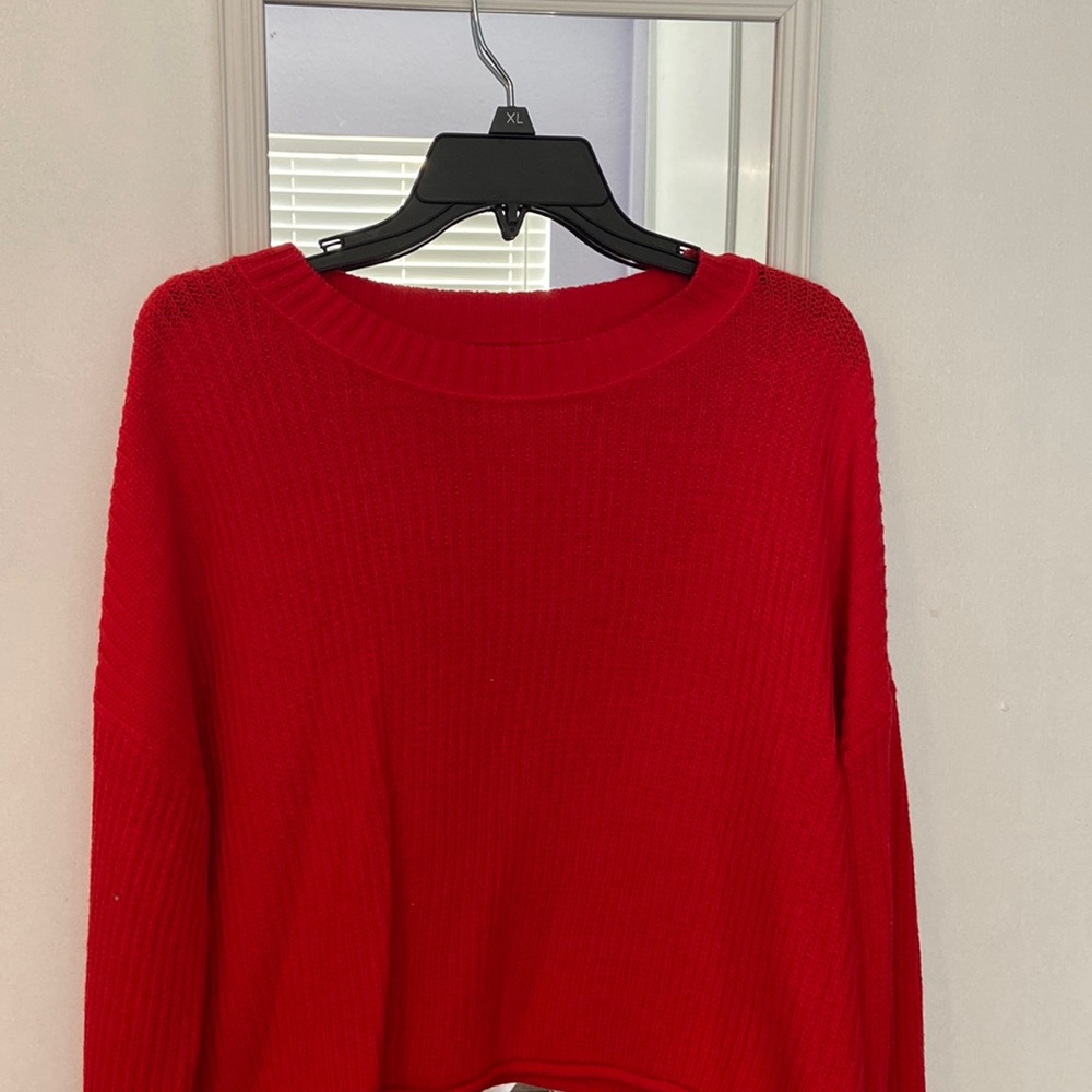 Cropped Red Knit Sweater
